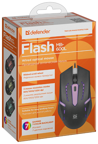 Игровая мышь Defender Flash MB-600L, черный