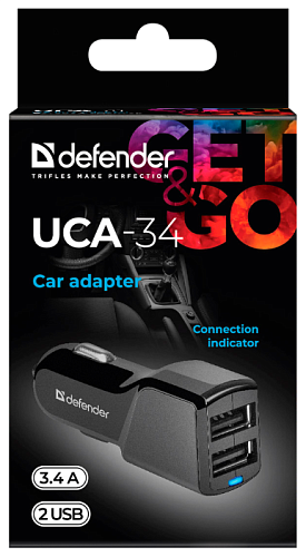 Автомобильное зарядное устройство Defender UCA-34 (83834), черный